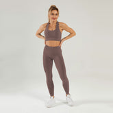Conjunto de yoga y sujetador deportivo sin costuras con estampado floral para mujer